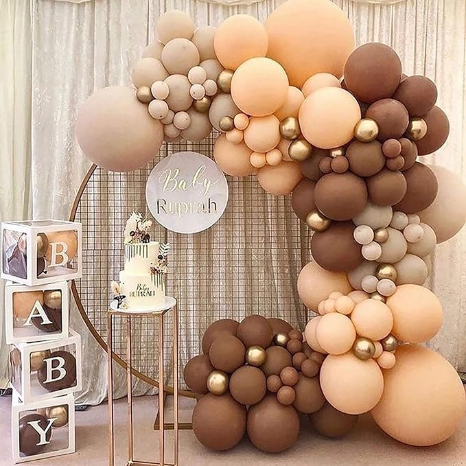 KALOR 12 Inch Retro Brown Balloons, 50 Pcs Latex Helium Balloons for Kid's Birthday Party, Baby Shower, Wedding, Graduate Party Decorations