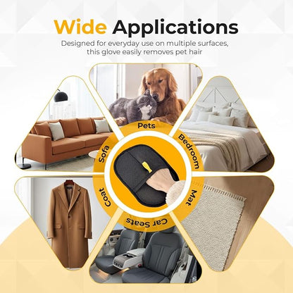 Pet Hair Removal Glove for Dogs & Cats, Reusable Electrostatic Pet Hair Glove, Pet Hair Remover Tool for Clothing, Couch, Carpet, Car Seat