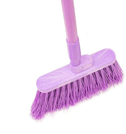 SPARTA 41083EC68 Plastic Color Coded Broom, Unflagged Bristles, Long Broom With Angled Head For Small Debris Cleaning, 56 Inches, Purple