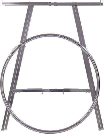 Econoco 36-Inch Folding Round Garment Rack, Adjustable 48–66″ Height Retail Display, Chrome Finish
