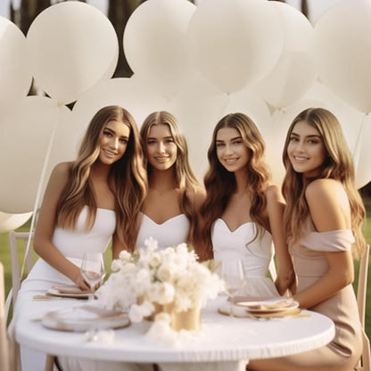 130PCS SandWhite Balloons, Latex Balloon Different Sizes 18/12/10/5 Inch, Helium Balloons with Ribbon, Party Balloon Set for Birthday Wedding Graduation Anniversary Baby Shower Decoration