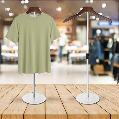 2 Pack Shirt Display Stand 35" Height Adjustable Shoulder Stand Shirt Rack, T Shirt Display Stand for Shops, Steaming Clothes Holder, Silver