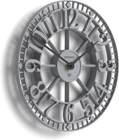 NEWGATE® Warehouse Wall Clock | Skeleton Clock | 16 inch | Clockwork Gray with Black Hands | Contemporary Vintage Style for Kitchen, Living Room or Office