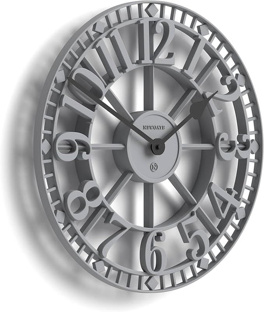 NEWGATE® Warehouse Wall Clock | Skeleton Clock | 16 inch | Clockwork Gray with Black Hands | Contemporary Vintage Style for Kitchen, Living Room or Office