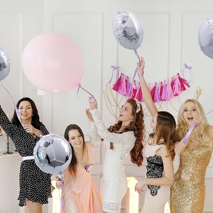 TONIFUL 30Pcs 18 Inch Round Balloons Large Silver Round Shape Foil Balloons Big Silver Round Helium Mylar Decorations for Birthday Wedding Baby Shower Anniversary Engagement Party Supplies