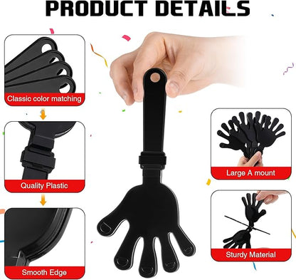 Junkin 48 Pcs Hand Clappers Bulk 7. 5 x 3. 5 Inches Noise Makers Party Favors Clapping Noise Maker Clacker for Birthdays Game Prizes Rewards Football Sporting Events Cheers Supplies (Black)