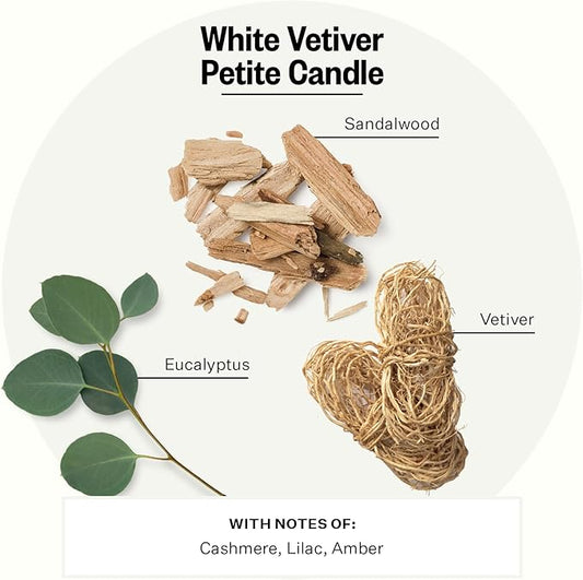 Apotheke Luxury Scented Candles for Home, White Vetiver - Petite Aromatherapy Jar Candle with Soy Wax Blend