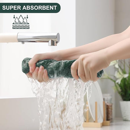 Homaxy 100% Cotton Kitchen Towels and Dishcloths Set, 12 x 12 Inches and 13 x 28 Inches, Set of 8 Bulk Kitchen Towels Set, Ultra Soft Absorbent Dish Cloths for Washing Dishes, Blackish Green