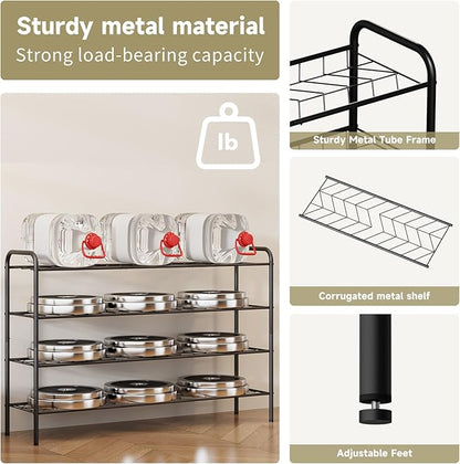 4-Tier Metal Shoe Rack, Free Standing Shoe Storage Rack for Entryway, Closet and Hallway (Black, 4-Tier-Long)