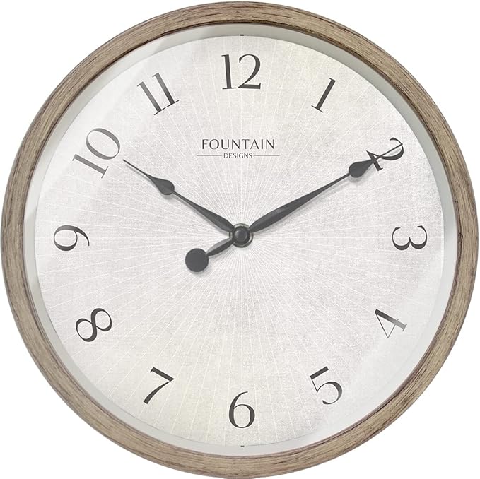 10" Modern Farmhouse Clock, No Ticking Silent Clock, Modern and Vintage, Light Gray Oak Finish. (Wall Decoration Timepiece)