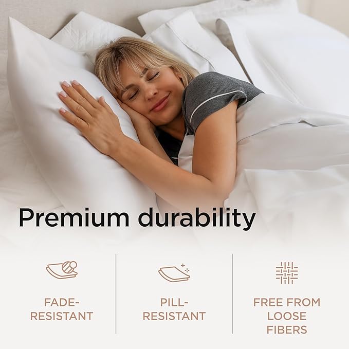 Threadmill Luxury Supima Queen Sheet Set, 1200 Thread Count 100% Cotton Sheets for Queen Size Mattress, 4 Pc Bed Sheets Queen Size Set, 5-Star Hotel Quality White Queen Sheets Elasticized Deep Pocket