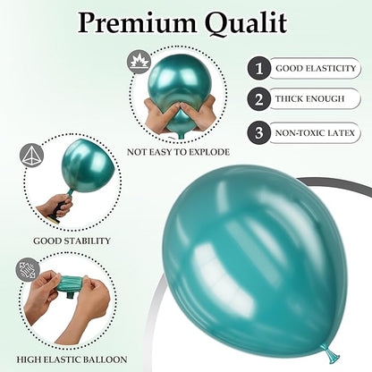 130PCS Metallic Green Balloons, Latex Balloons Different Sizes 18/12/10/5 In, Helium Balloons with Ribbon, Party Balloon for Birthday Wedding Graduation Anniversary Baby Shower Decoration