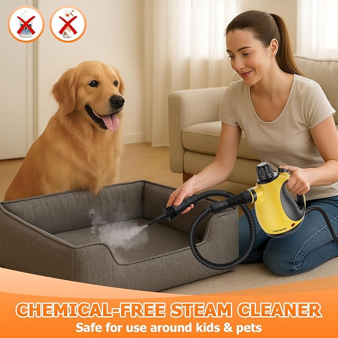 Handheld Steam Cleaner - High Pressure Steam Cleaner for Home, Multi-Functional Cleaning Tools for Kitchen, Bathroom, Couch, Car. Portable Steamer Makes Housework Easier