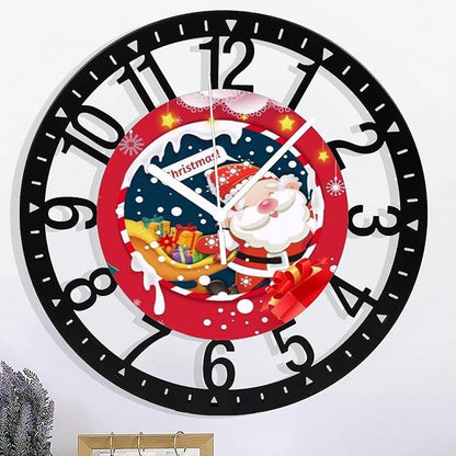 Wall Clock 10 Inch Silent Non-Ticking Modern Clocks Battery Operated - Analog Small Classic for Office, Home, Living Room,Bathroom, Kitchen, Bedroom, School,Snowman Clock