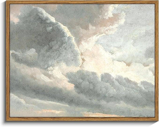 InSimSea Framed Canvas Wall Art Vintage Decor, Study of Clouds Oil Painting Wall Prints, Home Decor Wall Art for Farmhouse Office Bathroom Decor, 11"x14"