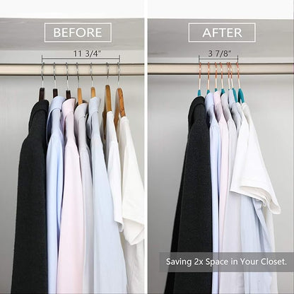 MIZGI Premium Velvet Hangers (50 Pack) Heavy Duty - Non Slip Felt Suit Hanger Teal/Turquoise - Rose Gold Hooks,Space Saving Clothes Hanger