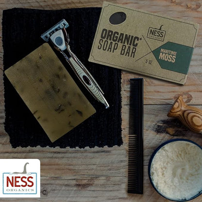 Ness Mens Soap Bar - Maritime Moss Scent, Natural Soap For Men With Organic Ingredients, Mens Bar Soap With Essential Oils, Moisturizing Bar Soap For Men, Handmade In The USA, Cruelty Free, Vegan