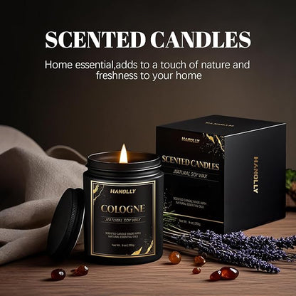 Cologne Candle,9 oz Scented Candles for Home Soy Candle Wax, Masculine Aromatherapy Candles for n Men, Birthday Christmas Gifts, Perfect for Creating a Classic Ambiance