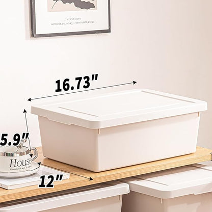 15 Quart LightGray Storage Bins with lids,Office stackable Plastic Boxes Set of 4,Garage organization Storage Box with handle for Organizing Snacks, Crafts, Legos, Tools,books (LightGray, 4L)