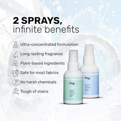 Frey Fabric Freshener Spray – Pack of 2 | Linen Spray Deodorizer for Laundry | Cedarwood & Sandalwood | 2oz Bottles