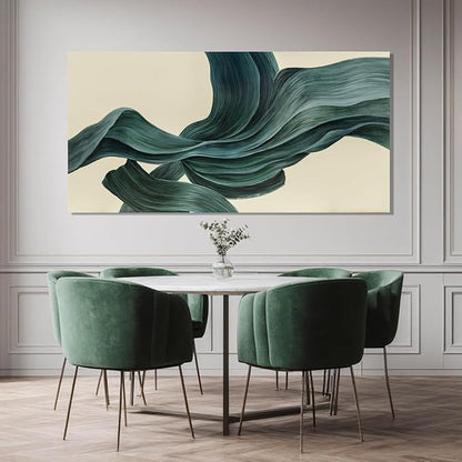 ZENPEE Green Abstract Wall Art and Beige Wall Decor, Aesthetic Wall Hangings for Dining Room, Living Room, or Bedroom, 24" x 48"