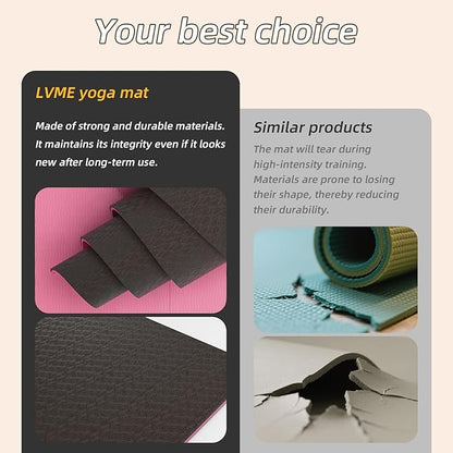 Yoga Mat Non Slip, Anti-Tear 1/4 Thick TPE Yoga Mats for Women and Men, a stylish and practical dual-tone yoga mat.72"x24" Exercise & Fitness Mat with Carrying Strap, Workout Mats for Yoga, Pilates and Floor Exercise