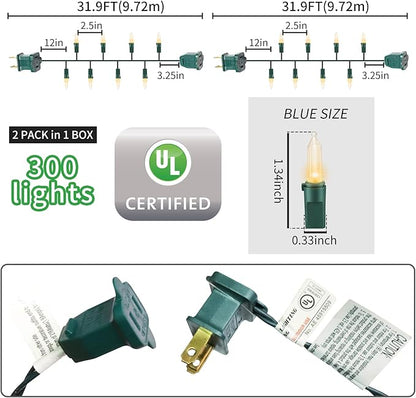 Green Wire,Clear Incandescent Bulb 300 Mini String Lights for Indoor Christmas Tree Garland Birthday Wedding Party Festival Decoration