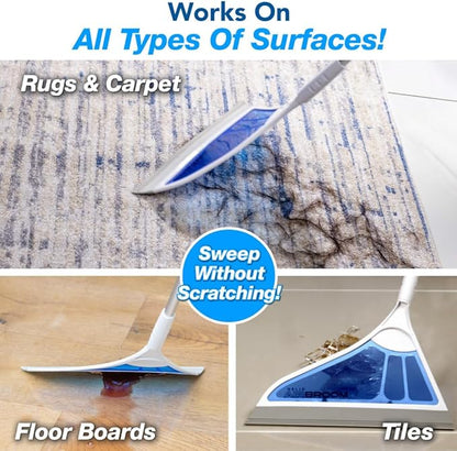 Helio AirBroom 3 Piece Kit All Surface Sweeper and Squeegee for Wet and Dry Cleaning Dust, Dirt, Liquids, Pet Hair, Tile, Hardwood Floors, Carpet, Furniture, Windows, Shower Doors As Seen on TV
