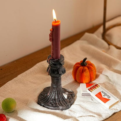 Sungmor Vintage Black Cast Iron Candle Holder – 4.4" Tall Decorative Rustic Taper Candle Stand – Heavy Antique-Style Candlestick for Table Centerpiece, Fireplace Mantel, or Farmhouse Home Décor