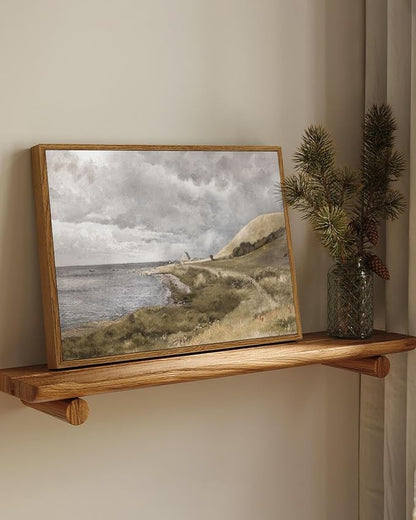 InSimSea Framed Canvas Wall Art Vintage Decor, Coastal Wall Art Danish Coast Nature Scenic Art for Bedroom, Wall Paintings, Farmhouse Office Bathroom Wall Decorations, 12"x16"