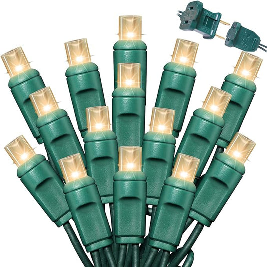 1200LED (24pk of 50L) String Lights,Twinkle, LED Christmas Lights, 6" SPACING,Green Wire,Warm White