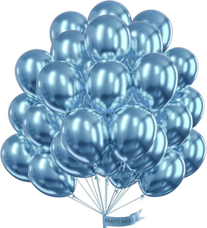 PartyWoo Metallic Blue Balloons, 50 pcs 12 Inch, Balloon Garland or Arch Decorations, Unisex, Birthday, Wedding