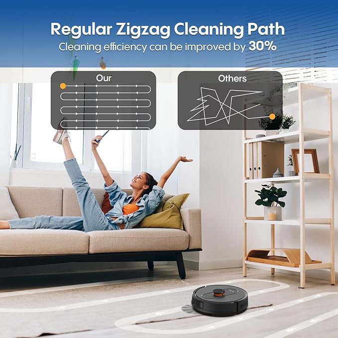 Robot Vacuum and Mop with Mapping, LiDAR Navigation Robotic Vacuums with 5000Pa, Self-Recharging, Wi-Fi/App/Alexa Control,No-Go Zones, Ideal for Pet, Hard Floors, Carpet