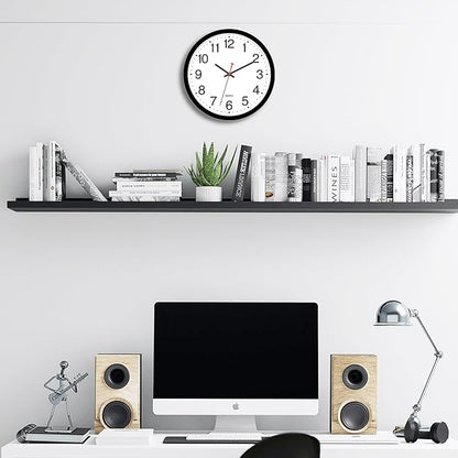 Foxtop Black Wall Clock Silent Non-Ticking 12 Inch Quartz Battery Operated Round Analog Wall Clock for Classroom School Office Living Room Bedroom Home