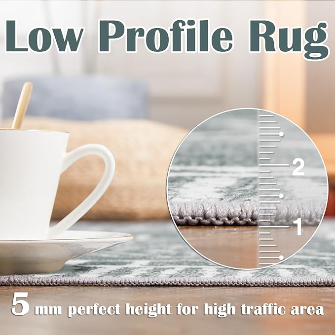 jinchan Hallway Runner Rug 3x8 - Moroccan Kitchen Machine Washable Runner Rug Modern Geometric Soft Faux Wool Ultra-Thin Low-Pile Non-Slip Carpet for Laundry Room Bedroom Farmhouse(3x8ft, Dark Grey)