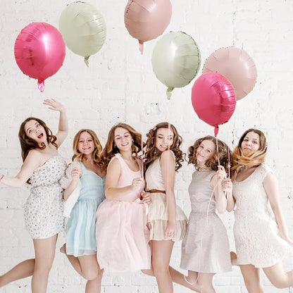 TONIFUL 30Pcs 18 Inch Balloons Large Pink and Cream White Round Shape Foil Ballons Big Round Helium Mylar Decorations for Birthday Wedding Baby Shower Anniversary Engagement Party Supplies