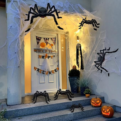 ZMCINER Halloween Large Outdoor Realistic Scary Hairy Spiders Decor (6 Pack Different Size)