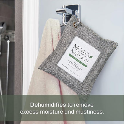 Moso Natural Air Purifying Bag 200g (2 Pack) Bamboo Charcoal Odor Absorber for Home & Car | Closet Odor Eliminator, Small Room Deodorizer & Car Air Freshener | Long Lasting Charcoal Bags Cover 90sqft
