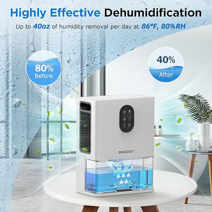 Dehumidifier, 106 OZ Water Tank (1000 sq.ft) Dehumidifiers for Home, Quiet Dehumidifier for Bathroom Bedroom Basement RV with Timer Setting, Auto Shut Off, 7 Colors LED Light, Sleep Modes, White