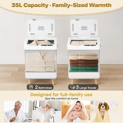 35L Foldable Towel Warmer Bucket, Fits 3 Large Towels or 2 Robes, Fast Heating, One-Piece Space-Saving Design, High-Temperature Indicator, ETL Certified