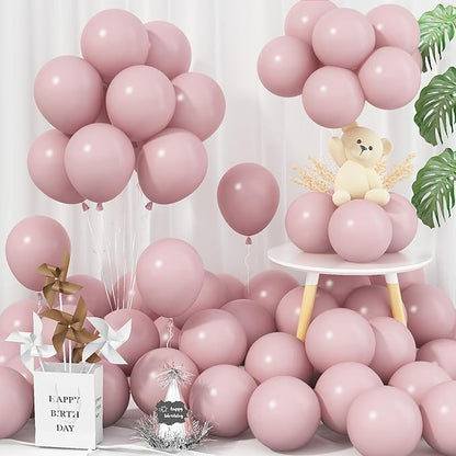 5 Inch Pink Balloons, 60 Pcs Boho Blush Pink Party Balloon Small Dusty Rose Nude Pink Balloons 5'' Mini Retro Vintage Pink Latex Helium Balloon for Girl Baby Shower Wedding Birthday Party Decor