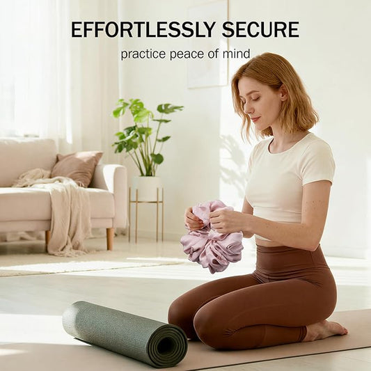 Slim Panda Yoga Mat Scrunchie, Secures Your Mat In Style & Cute, Durable Stretchable Velvet Fabric Yoga Mat Carrying Strap Fits All Standard Yoga Mats (mat not included)