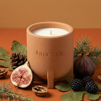 Essence Collection Scented Candle | 7.8oz Stoneware Jar, Soy Wax Blend & Cotton Wick | Long-Lasting 35-Hour Burn | Perfect Fall & Winter Candle for Home (Mediterranean Fig)