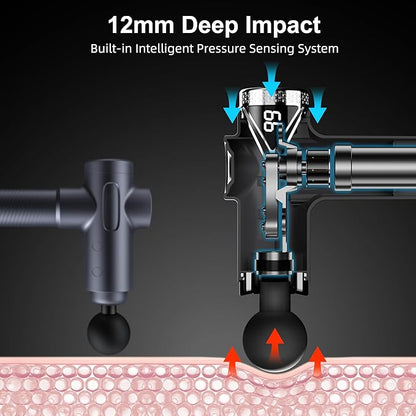Massage Gun Deep Tissue, Muscle Massage Gun Portable Percussion Massager with 6 Speeds & 8 Attachments for Pain Relief, Gift for Men Women, Black