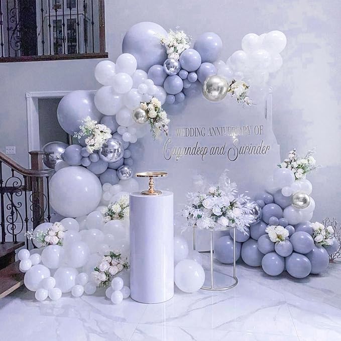 PartyWoo Dusty Blue Purple Balloons 50 pcs 12 Inch Periwinkle Lavender Latex Helium Balloons for Graduation Baby Shower Gender Reveal Wedding Butterfly Birthday Party Decorations Blue-F49