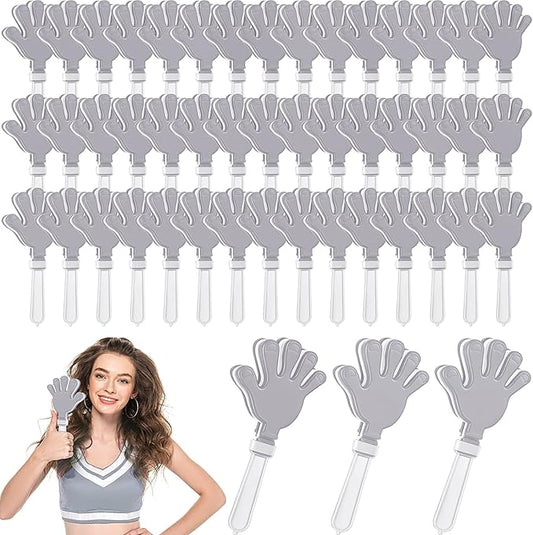 Junkin 48 Pcs Hand Clappers Bulk 7. 5 x 3. 5 Inches Noise Makers Party Favors Clapping Noise Maker Clacker for Birthdays Game Prizes Rewards Football Sporting Events Cheers Supplies (Silver,White)