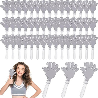 Junkin 100 Pcs Hand Clappers Bulk 7. 5 x 3. 5 Inches Noise Makers Party Favors Clapping Noise Maker Clacker for Birthdays Game Prizes Rewards Football Sporting Events Cheers Supplies (Silver White)