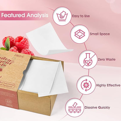 Poesie Laundry Detergent Sheet Berry Burst Scent 160 Sheets No Plastic Jugs No Messy Liquid Powder Camping Travel RV Trip Laundry Cleaning Sheet for Hand Wash Machine Wash