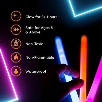 Glow Fever Glow in The Dark Sticks - 100 ct 6" Glow Sticks Bulk Party Pack with End Caps & Lanyards - Glow Party Favors for Concert, Festival, & Wedding - Neon Light Sticks, Pink