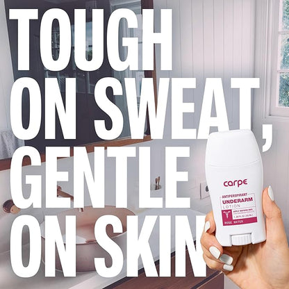 Carpe Clinical Strength Underarm Antiperspirant for Women with Rose Water scent, Combat excessive sweating Stay fresh and dry, Great for hyperhidrosis (Pack of 2)